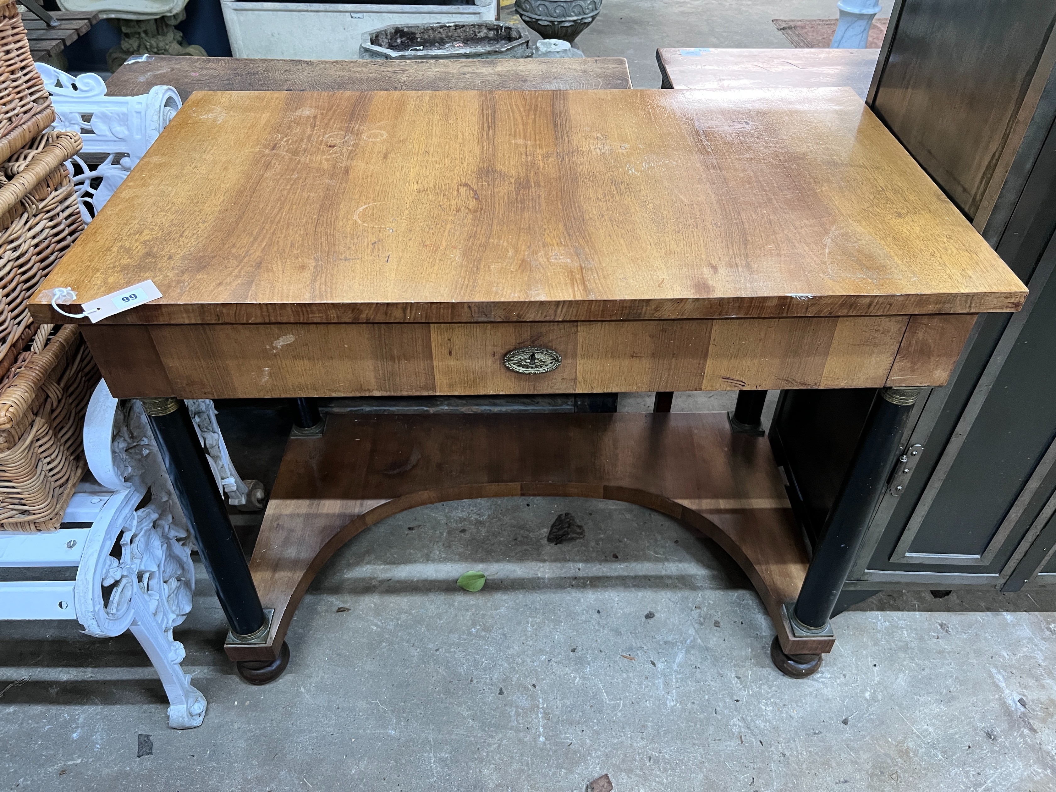 A Biedermeier style mahogany console table, width 104cm, depth 58cm, height 80cm *Please note the sale commences at 9am.